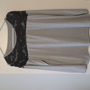 Elegant Gray and Black Lace Women's Top
